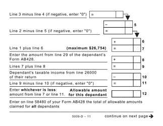 Form 5009-D Worksheet AB428 Alberta (Large Print) - Canada, Page 11
