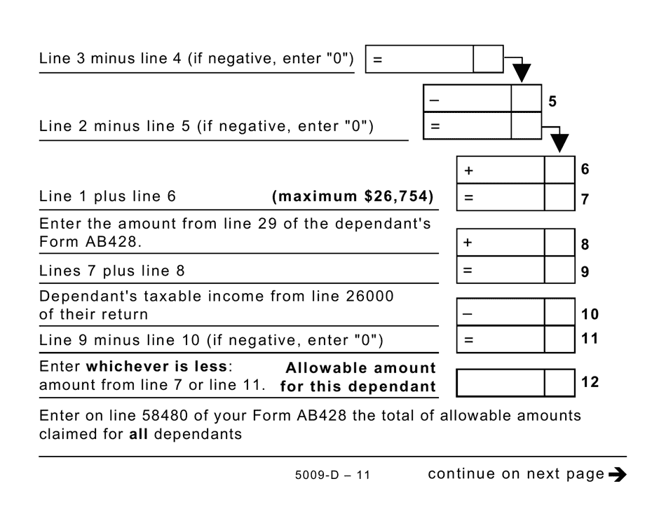 Form 5009-D Worksheet AB428 Alberta (Large Print) - Canada, Page 11