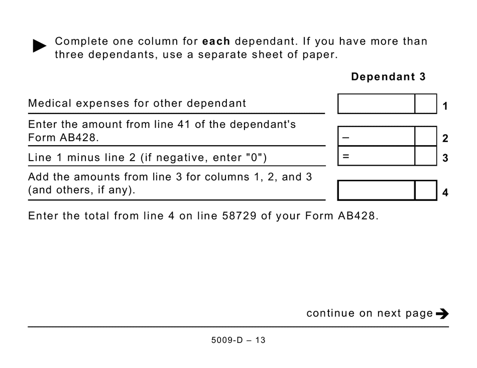 Form 5009-D Worksheet AB428 Alberta (Large Print) - Canada, Page 13