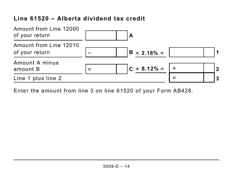 Form 5009-D Worksheet AB428 Alberta (Large Print) - Canada, Page 14