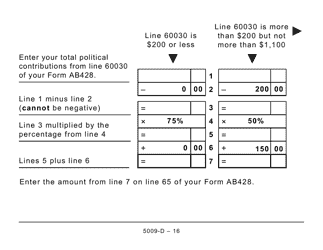 Form 5009-D Worksheet AB428 Alberta (Large Print) - Canada, Page 16