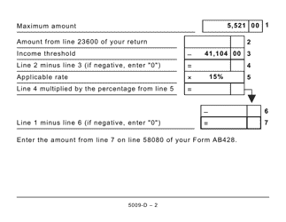 Form 5009-D Worksheet AB428 Alberta (Large Print) - Canada, Page 2