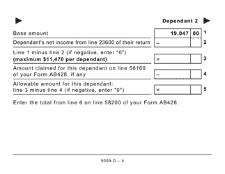 Form 5009-D Worksheet AB428 Alberta (Large Print) - Canada, Page 4