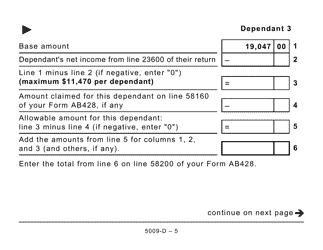 Form 5009-D Worksheet AB428 Alberta (Large Print) - Canada, Page 5