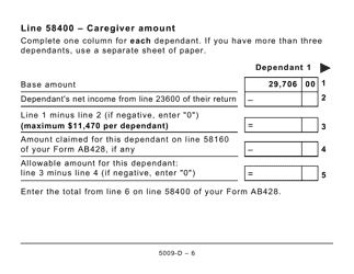 Form 5009-D Worksheet AB428 Alberta (Large Print) - Canada, Page 6