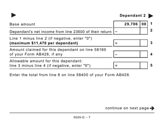 Form 5009-D Worksheet AB428 Alberta (Large Print) - Canada, Page 7