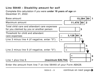 Form 5009-D Worksheet AB428 Alberta (Large Print) - Canada, Page 9