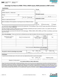 Form RC298 Advantage Tax Return for Rrsp, Tfsa or Rdsp Issuers, Resp Promoters or Rrif Carriers - Canada