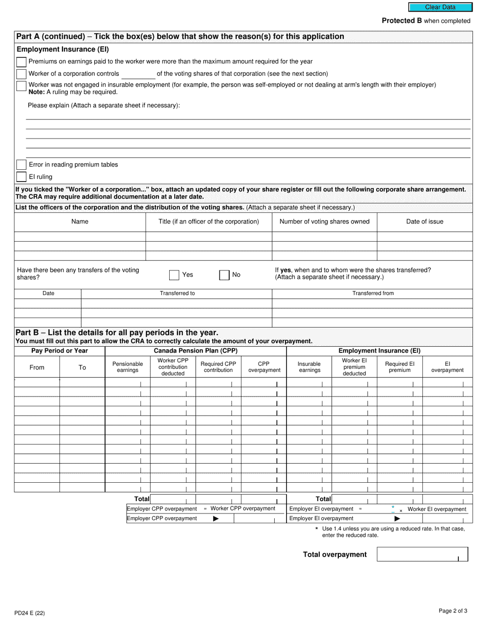 Form PD24 Download Fillable PDF or Fill Online Application for a Refund ...