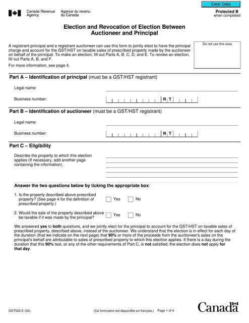 Form GST502  Printable Pdf