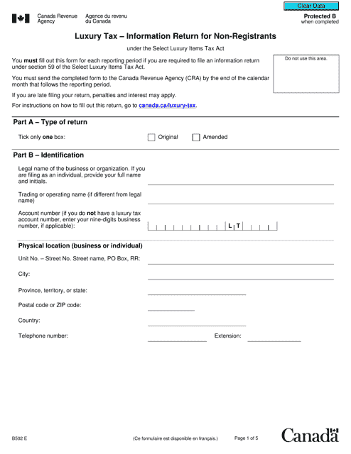 Form B502  Printable Pdf
