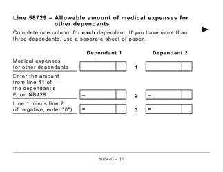 Form 5004-D Worksheet NB428 New Brunswick (Large Print) - Canada, Page 10