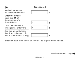 Form 5004-D Worksheet NB428 New Brunswick (Large Print) - Canada, Page 11