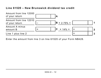 Form 5004-D Worksheet NB428 New Brunswick (Large Print) - Canada, Page 12