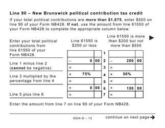 Form 5004-D Worksheet NB428 New Brunswick (Large Print) - Canada, Page 13