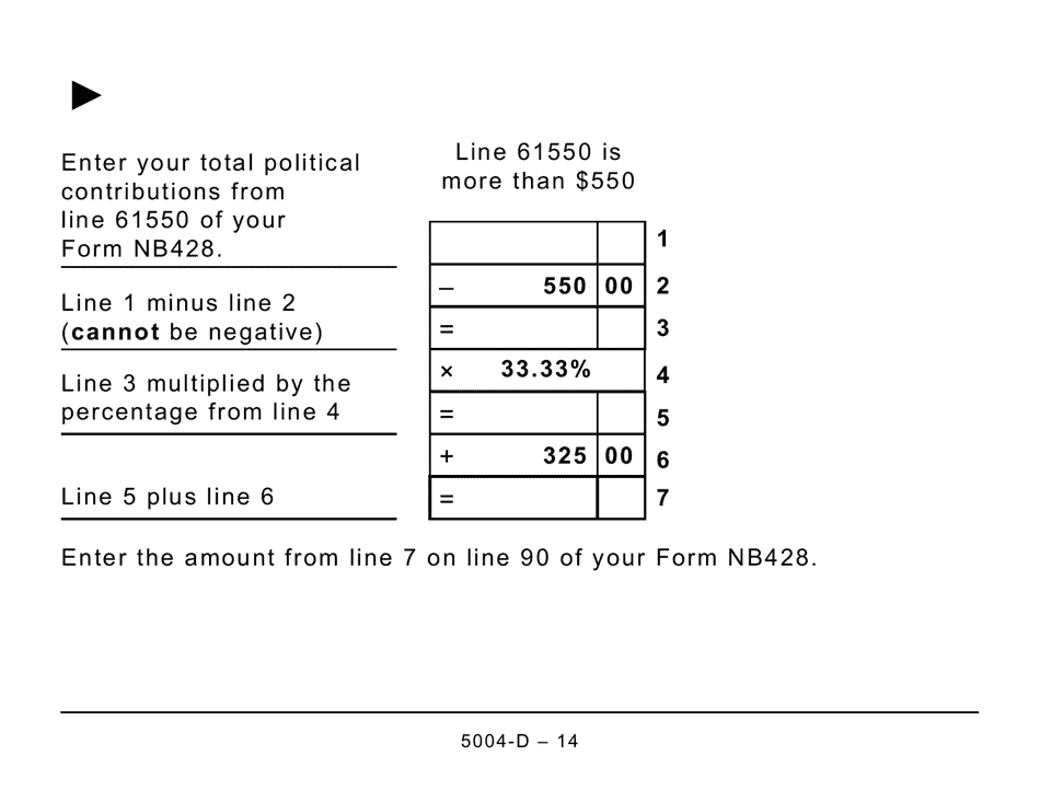 Form 5004-D Worksheet NB428 New Brunswick (Large Print) - Canada, Page 14