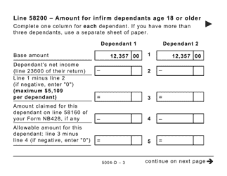 Form 5004-D Worksheet NB428 New Brunswick (Large Print) - Canada, Page 3