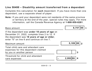 Form 5004-D Worksheet NB428 New Brunswick (Large Print) - Canada, Page 8