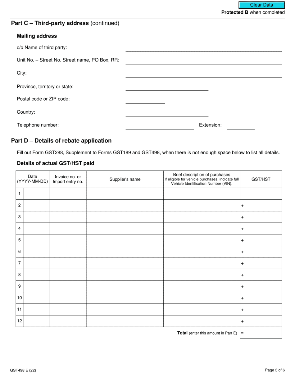 Gst Hst Rebate Application For Foreign Representatives