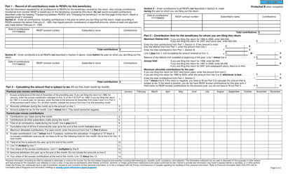 Form T1E-OVP Individual Tax Return for Resp Excess Contributions - Canada, Page 2