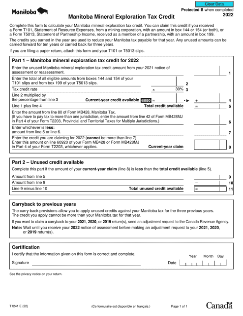 Form T1241 2022 Printable Pdf