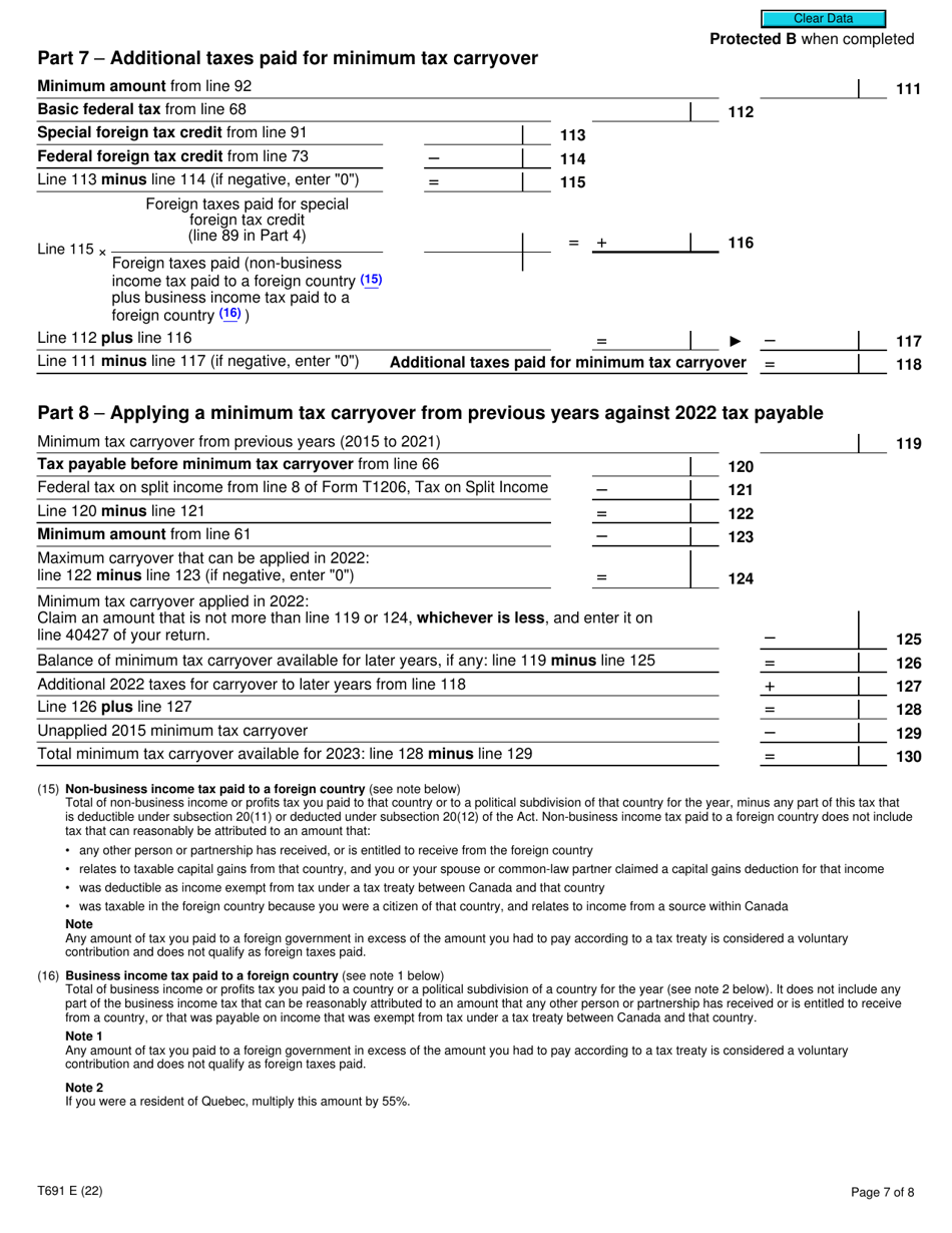 Form T691 Alternative Minimum Tax - Canada, Page 7