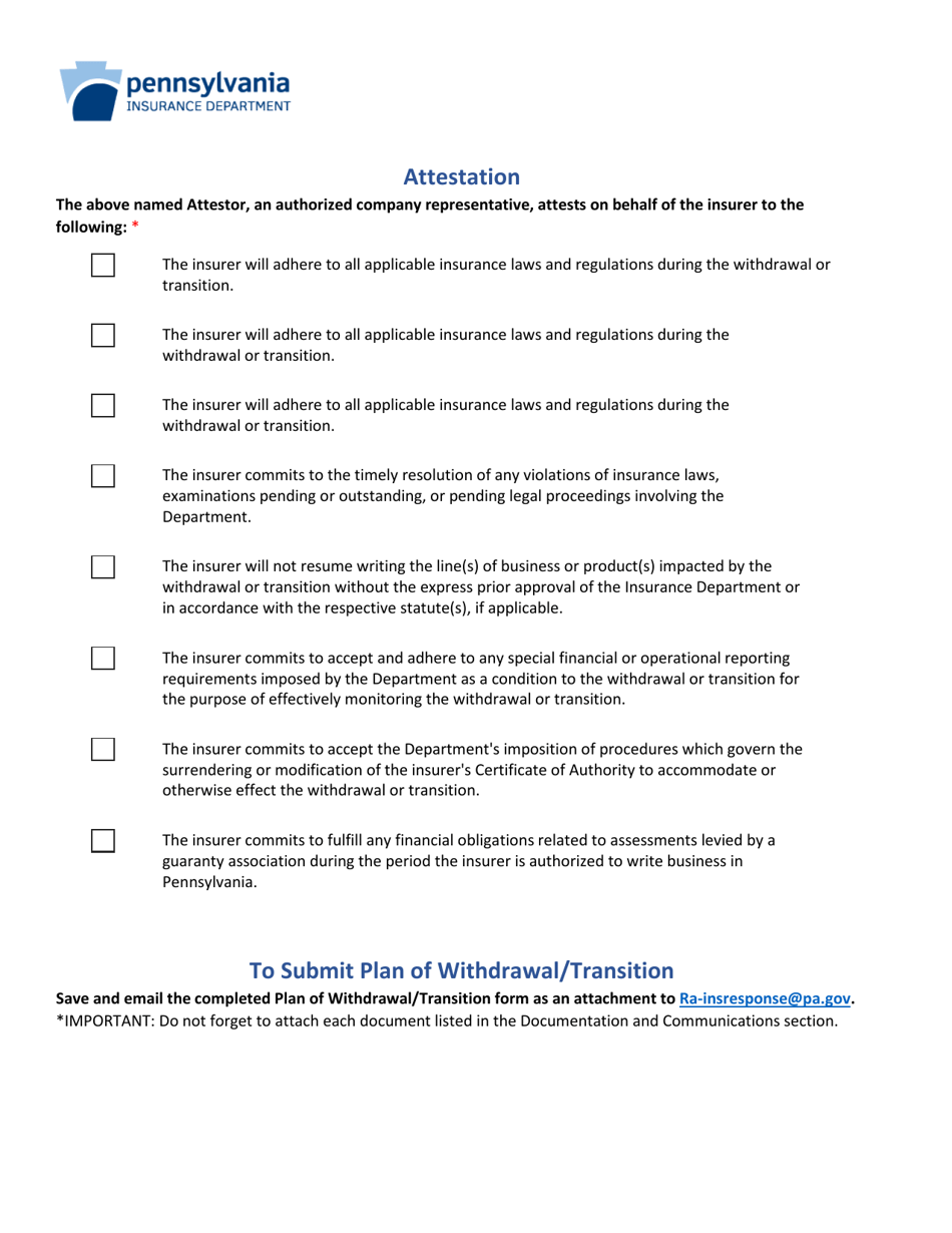Request for Plan of Withdraw / Transition - Pennsylvania, Page 7