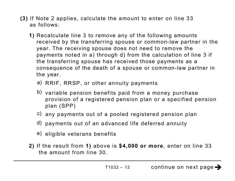 Form T1032 Joint Election to Split Pension Income (Large Print) - Canada, Page 13