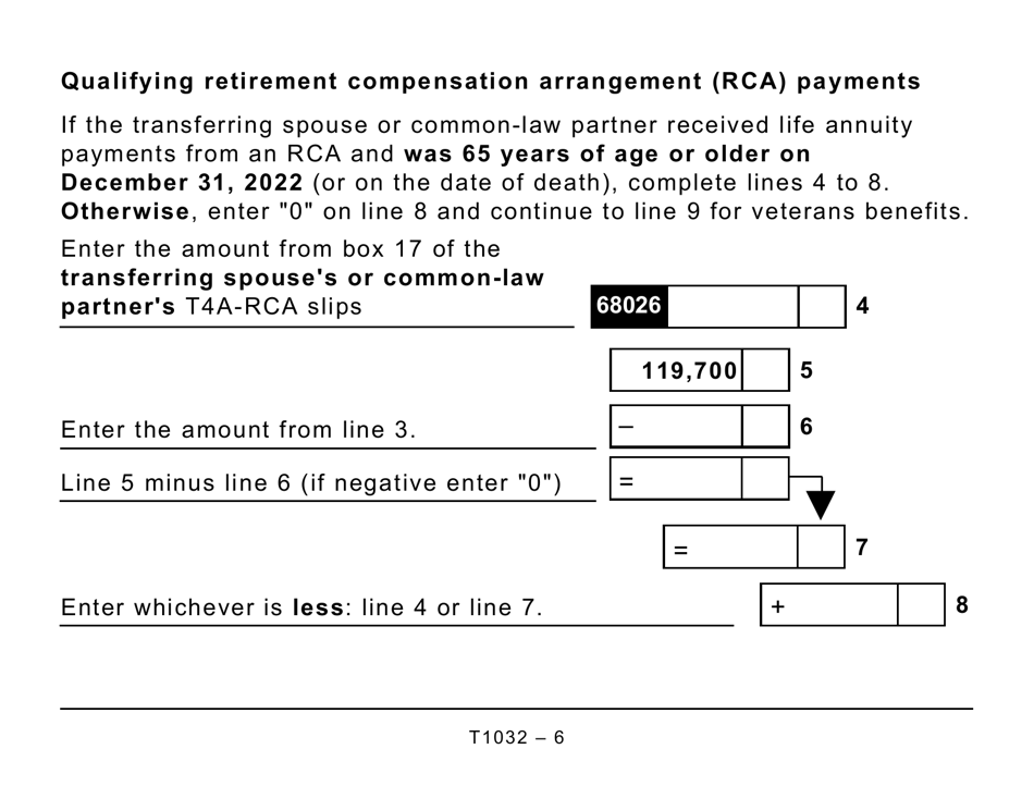 Form T1032 Joint Election to Split Pension Income (Large Print) - Canada, Page 6