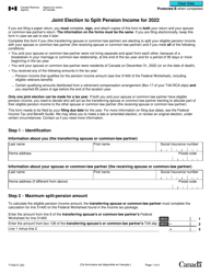 Form T1032 Joint Election to Split Pension Income - Canada