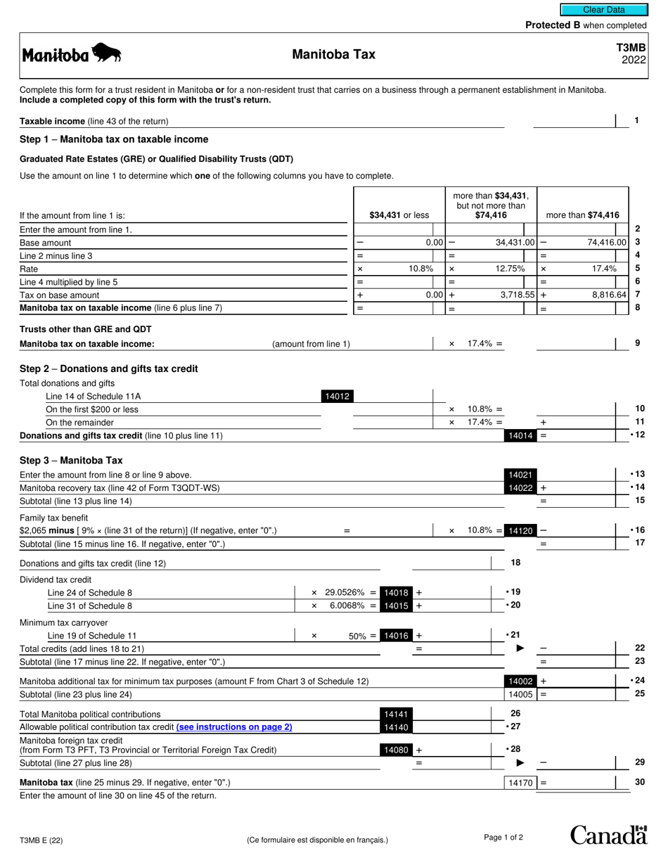 Form T3MB Download Fillable PDF or Fill Online Manitoba Tax - 2022 ...