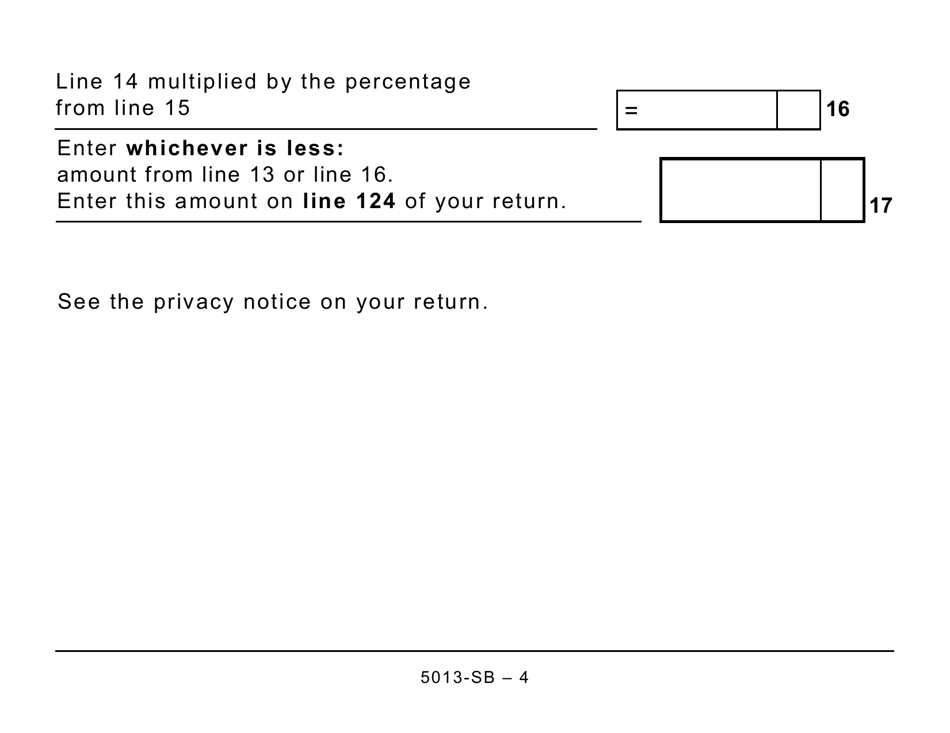 Form 5013-SB Schedule B Allowable Amount of Federal Non-refundable Tax Credits (Large Print) - Canada, Page 4