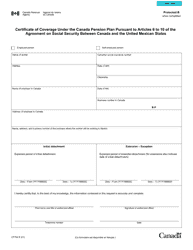Form CPT62 Certificate of Coverage Under the Canada Pension Plan Pursuant to Articles 6 to 10 of the Agreement on Social Security Between Canada and the United Mexican States - Canada, Page 2