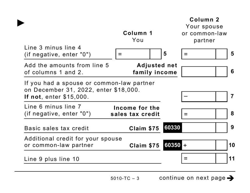 Form 5010-TC (BC479) British Columbia Credits (Large Print) - Canada, Page 3