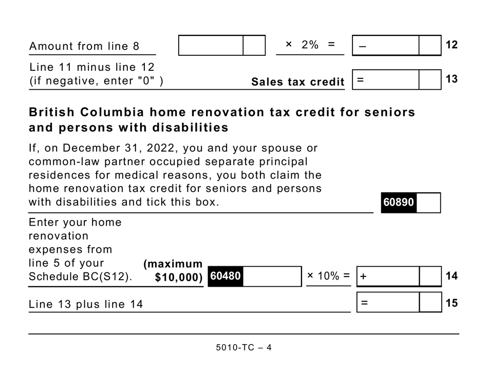 Form 5010-TC (BC479) British Columbia Credits (Large Print) - Canada, Page 4