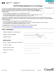 Document preview: Form GST115 Gst/Hst Rebate Application for Tour Packages - Canada