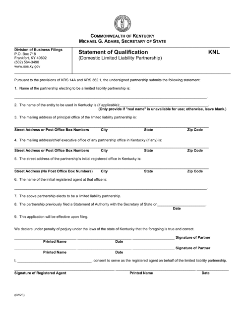 Form KNL  Printable Pdf