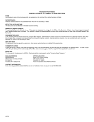 Form CSQ Cancellation of Statement of Qualification (Limited Liability Partnership) - Kentucky, Page 2