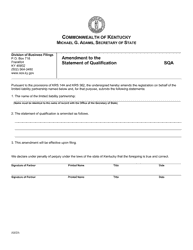 Document preview: Form SQA Amendment to the Statement of Qualification - Kentucky