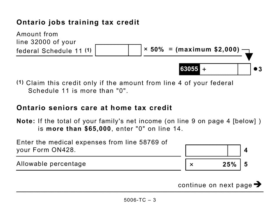 Form 5006-TC (ON479) Ontario Credits (Large Print) - Canada, Page 3