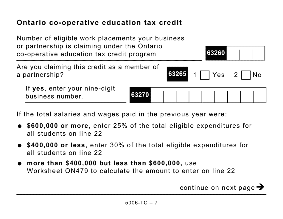 Form 5006-TC (ON479) Ontario Credits (Large Print) - Canada, Page 7