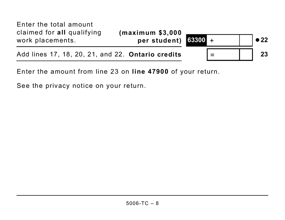 Form 5006-TC (ON479) Ontario Credits (Large Print) - Canada, Page 8
