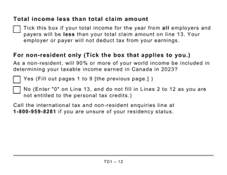 Form TD1 Personal Tax Credits Return (Large Print) - Canada, Page 12