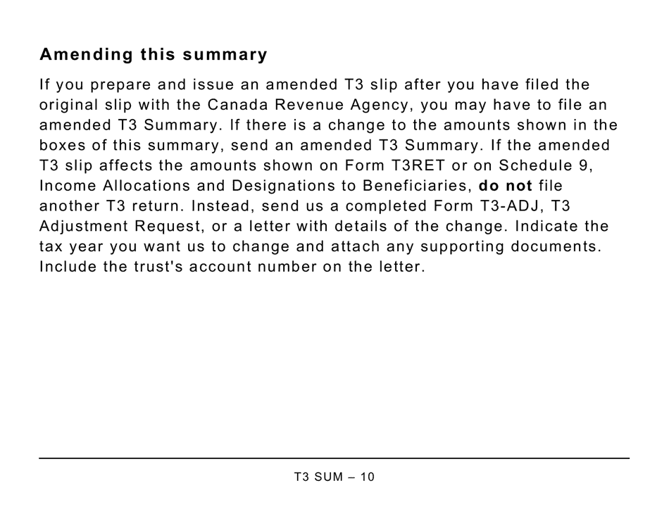 Form T3 SUM Summary of Trust Income Allocations and Designations (Large Print) - Canada, Page 10