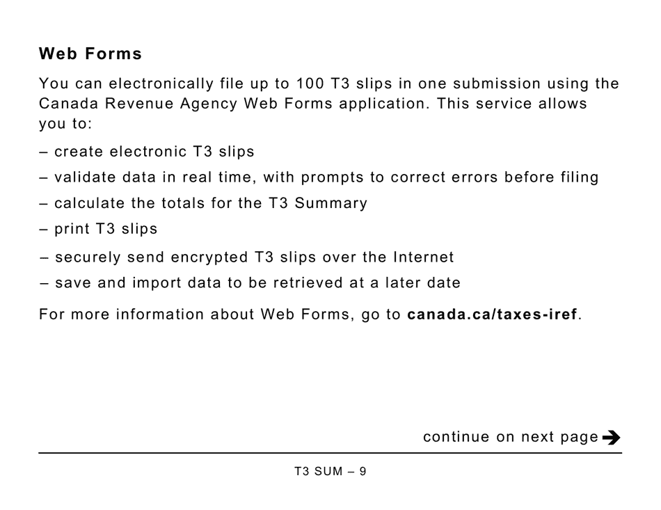 Form T3 SUM Summary of Trust Income Allocations and Designations (Large Print) - Canada, Page 9
