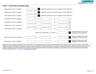 Form GST191-WS Construction Summary Worksheet - Canada, Page 12