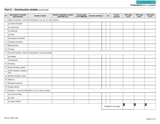 Form GST191-WS Construction Summary Worksheet - Canada, Page 5