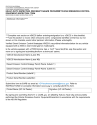 Form MSCD/HDIM-232 Heavy-Duty Inspection and Maintenance Program Vehicle Emissions Control Equipment Control Equipment Inspection Form - California, Page 2
