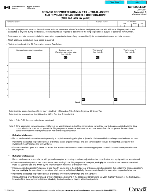 Form T2 Schedule 511  Printable Pdf