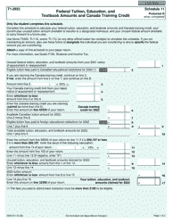 Form 5005-S11 Schedule 11 Federal Tuition, Education, and Textbook Amounts and Canada Training Credit (For Quebec and Non-residents of Canada Only) - Canada